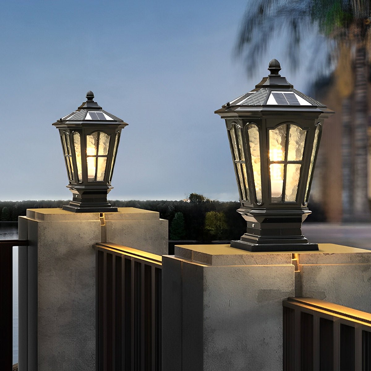 Sonnenlampe Pfosten Außenleuchte Schwarz Aluminium Garten Einfahrt Sockel Laterne Vintage Solar Gartenbeleuchtung Zaunpfosten Lampe Außenbeleuchtung | Restfield
