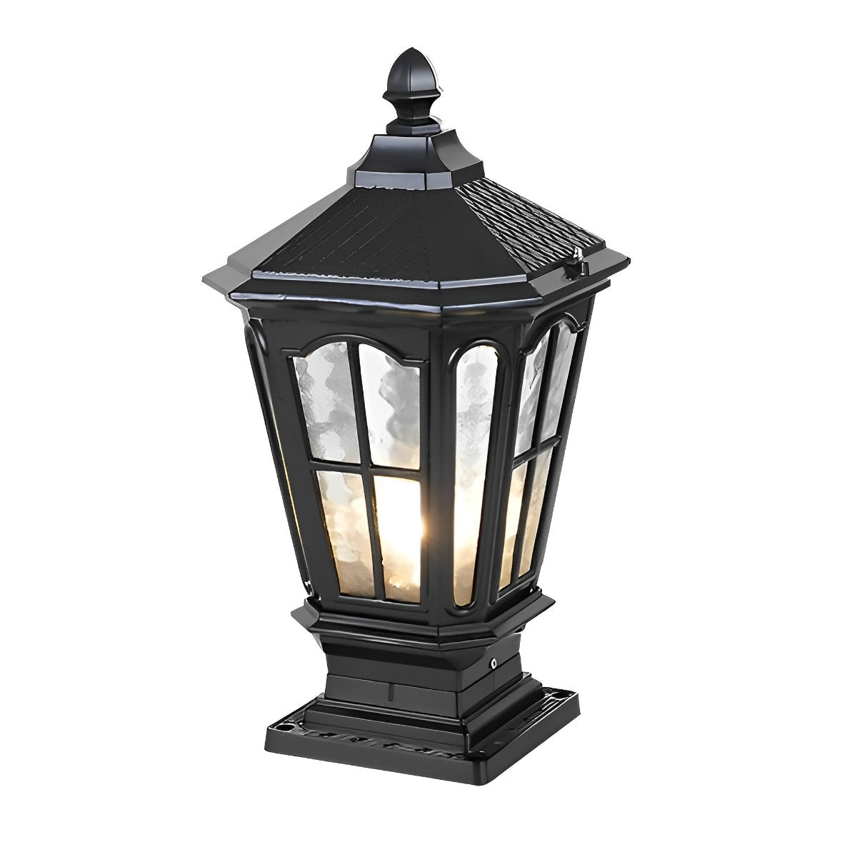 Sonnenlampe Pfosten Außenleuchte Schwarz Aluminium Garten Einfahrt Sockel Laterne Vintage Solar Gartenbeleuchtung Zaunpfosten Lampe Außenbeleuchtung | Restfield