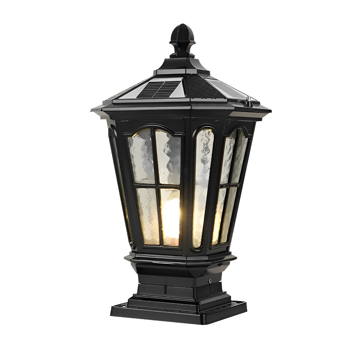 Sonnenlampe Pfosten Außenleuchte Schwarz Aluminium Garten Einfahrt Sockel Laterne Vintage Solar Gartenbeleuchtung Zaunpfosten Lampe Außenbeleuchtung | Restfield