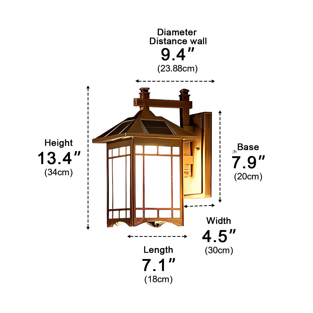 Außenleuchte Solar Wandleuchte Aluminium Schwarz Bronze Garten Klassisch Laterne Außenwandleuchte Solarenergie IP55 Villa Einfahrt Veranda | Restfield