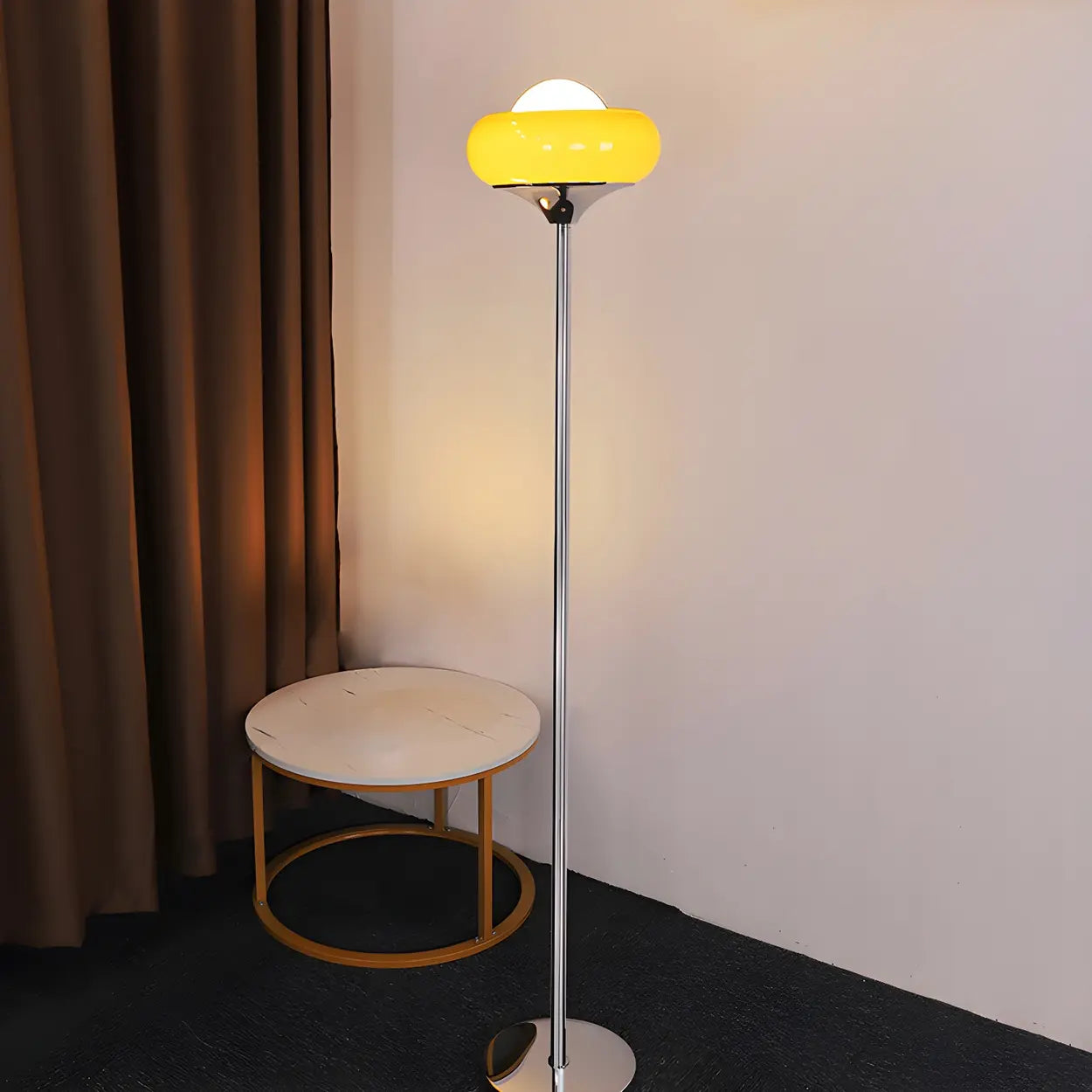 Vloerlamp Glas Retro Bol E27 Metaal Geel 155cm Sfeerverlichting Woonkamer | Sansoti