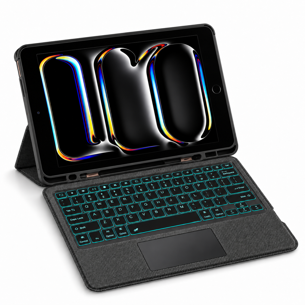 iPad Keyboard Case with Touchpad and Stand Backlit Keys Black Wireless for Multiple Models | Sansoti