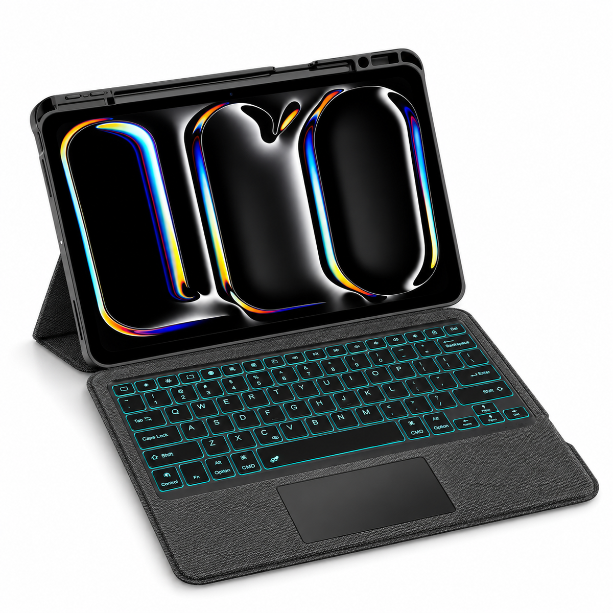 iPad Keyboard Case with Touchpad and Stand Backlit Keys Black Wireless for Multiple Models | Sansoti