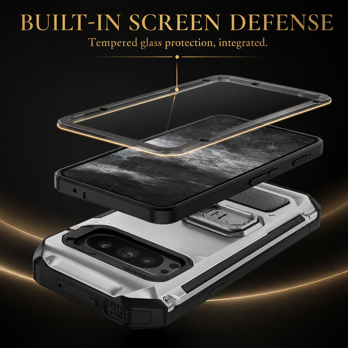 Silicone Phone Case with Integrated Screen Protection for Google Pixel Smartphones, Full Protection | Sansoti