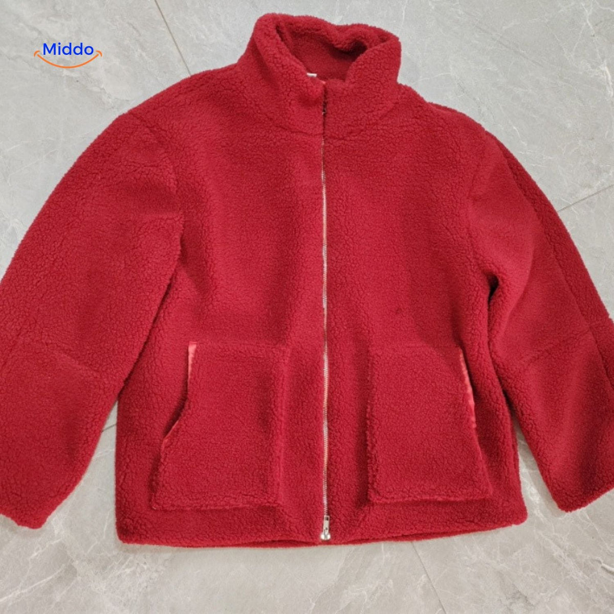 Manteau d’hiver teddy pour femme à col montant - Veste imitation laine d’agneau douce - Beige marron kaki - Modèle chaud pour l’hiver | Sansoti