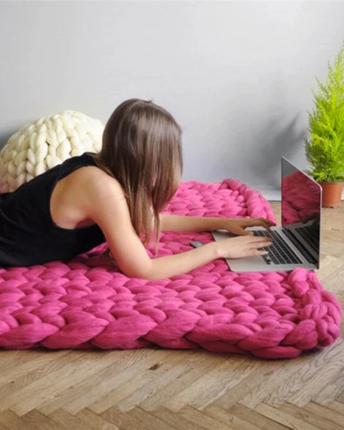 Handgebreid Chunky Plaid – Dik Gebreide Deken in Zachte Chenille voor Bank en Bed | Sansoti