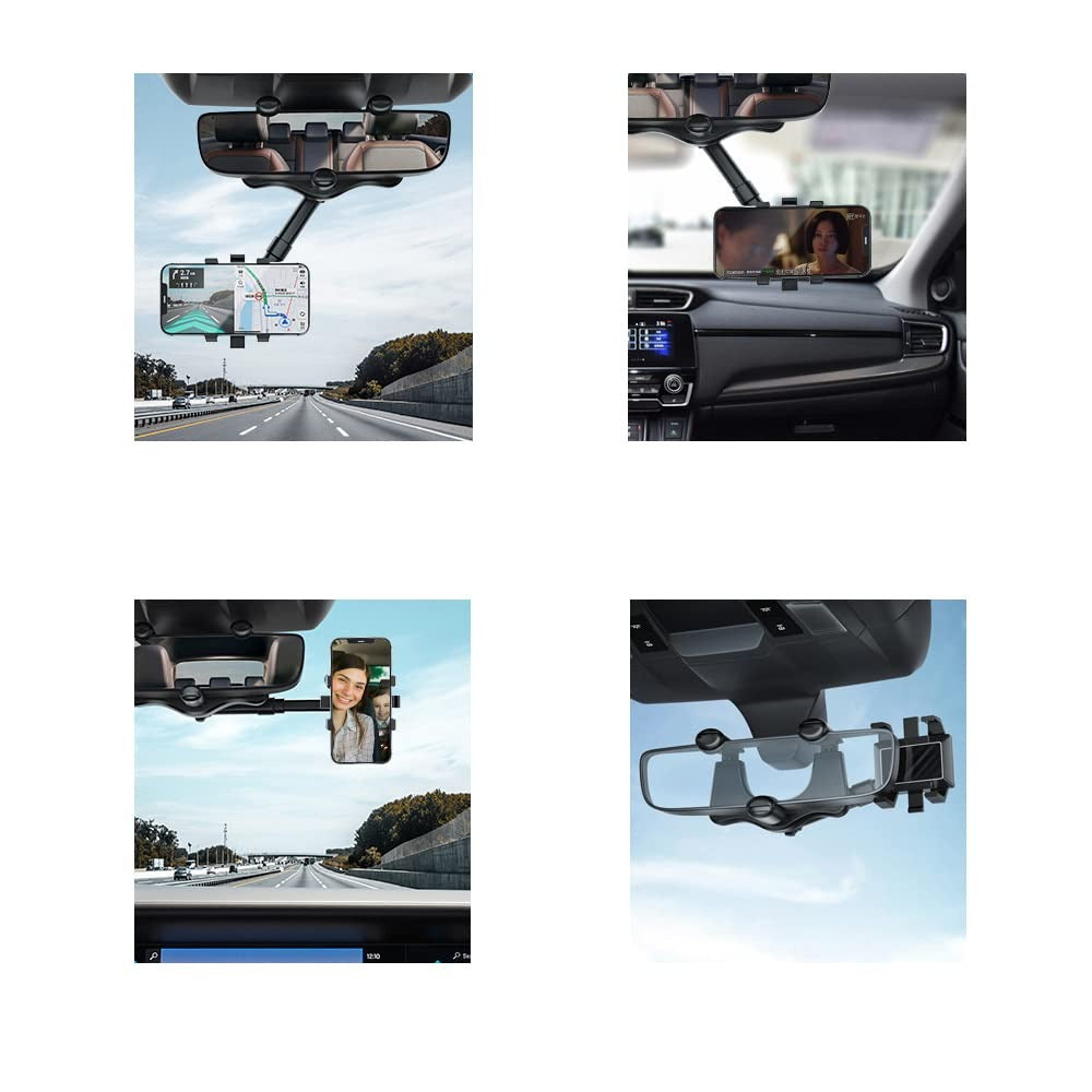 Draaibare Telefoonhouder Auto Achteruitkijkspiegel 360 Graden Verstelbaar Handsfree Navigatie Universeel | Sansoti