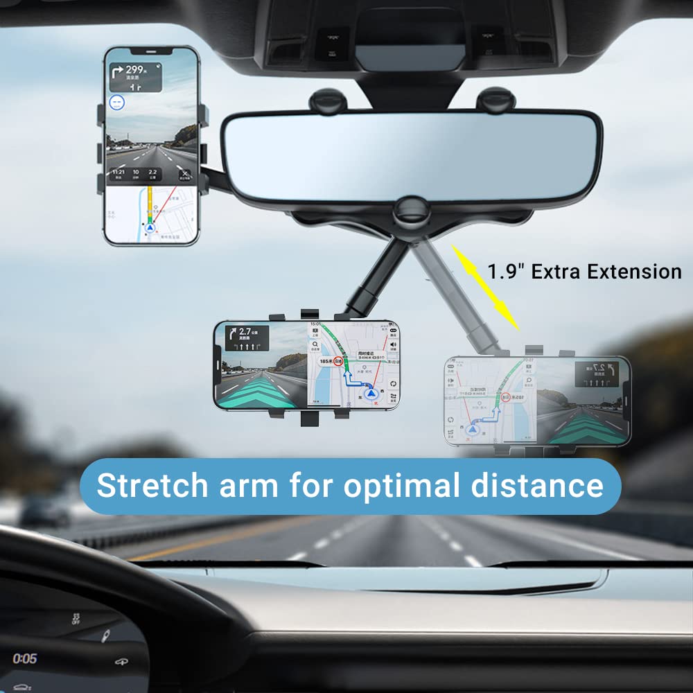 Draaibare Telefoonhouder Auto Achteruitkijkspiegel 360 Graden Verstelbaar Handsfree Navigatie Universeel | Sansoti