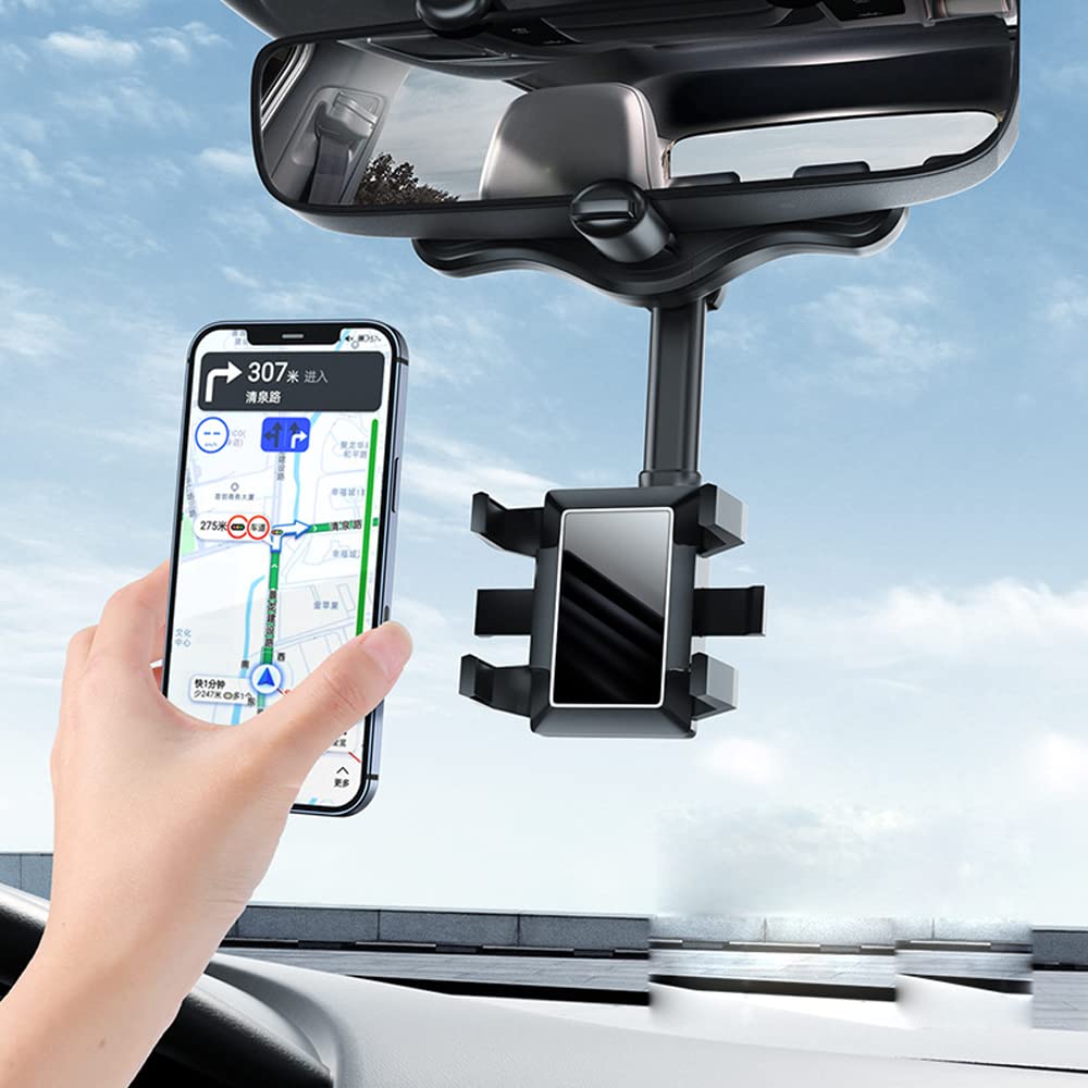 Draaibare Telefoonhouder Auto Achteruitkijkspiegel 360 Graden Verstelbaar Handsfree Navigatie Universeel | Sansoti