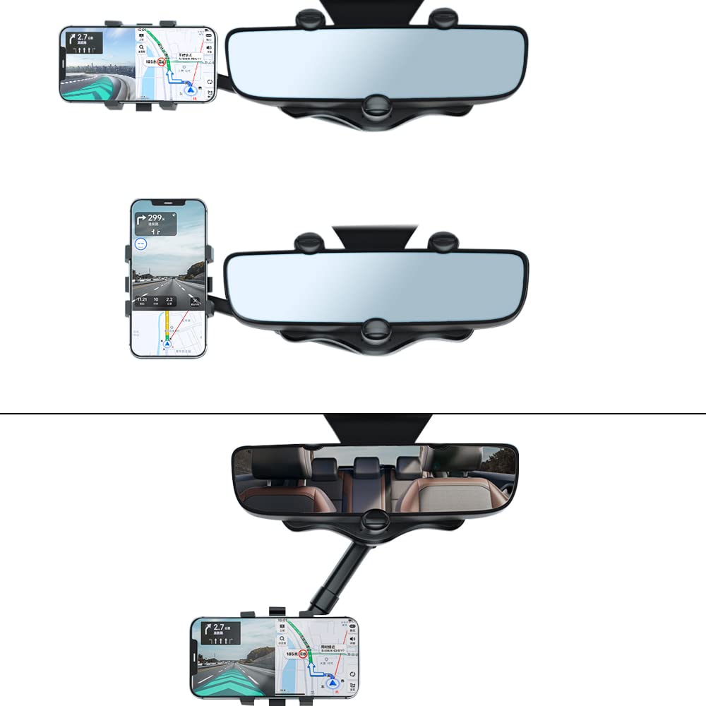 Draaibare Telefoonhouder Auto Achteruitkijkspiegel 360 Graden Verstelbaar Handsfree Navigatie Universeel | Sansoti