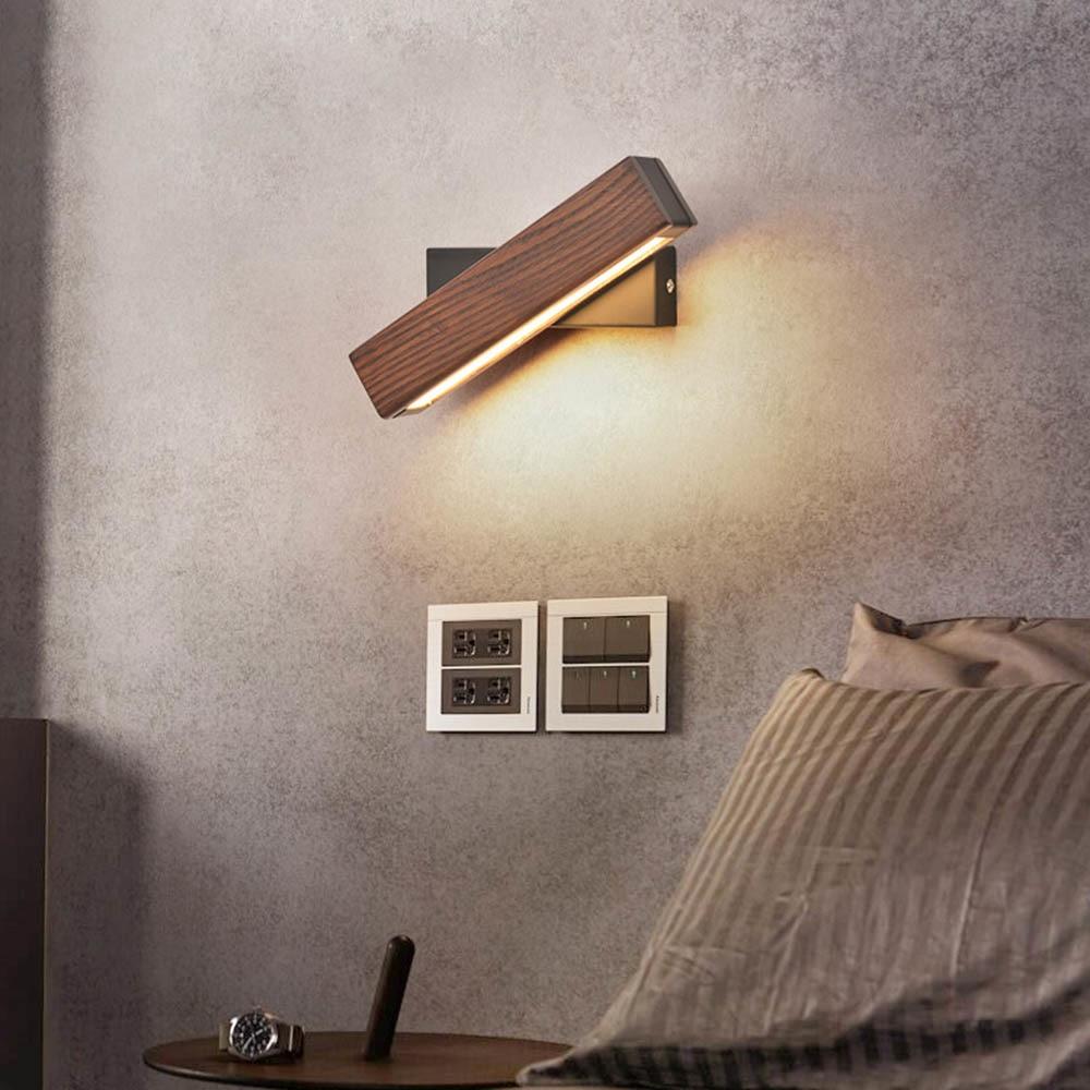 Wandlamp Hout LED Draaibaar Warm Licht Binnen Slaapkamer Woonkamer Wandverlichting Modern Design | Sansoti