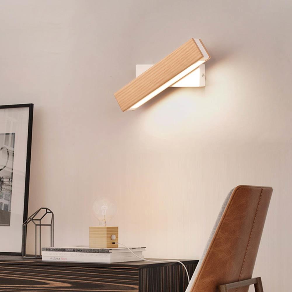 Wandlamp Hout LED Draaibaar Warm Licht Binnen Slaapkamer Woonkamer Wandverlichting Modern Design | Sansoti