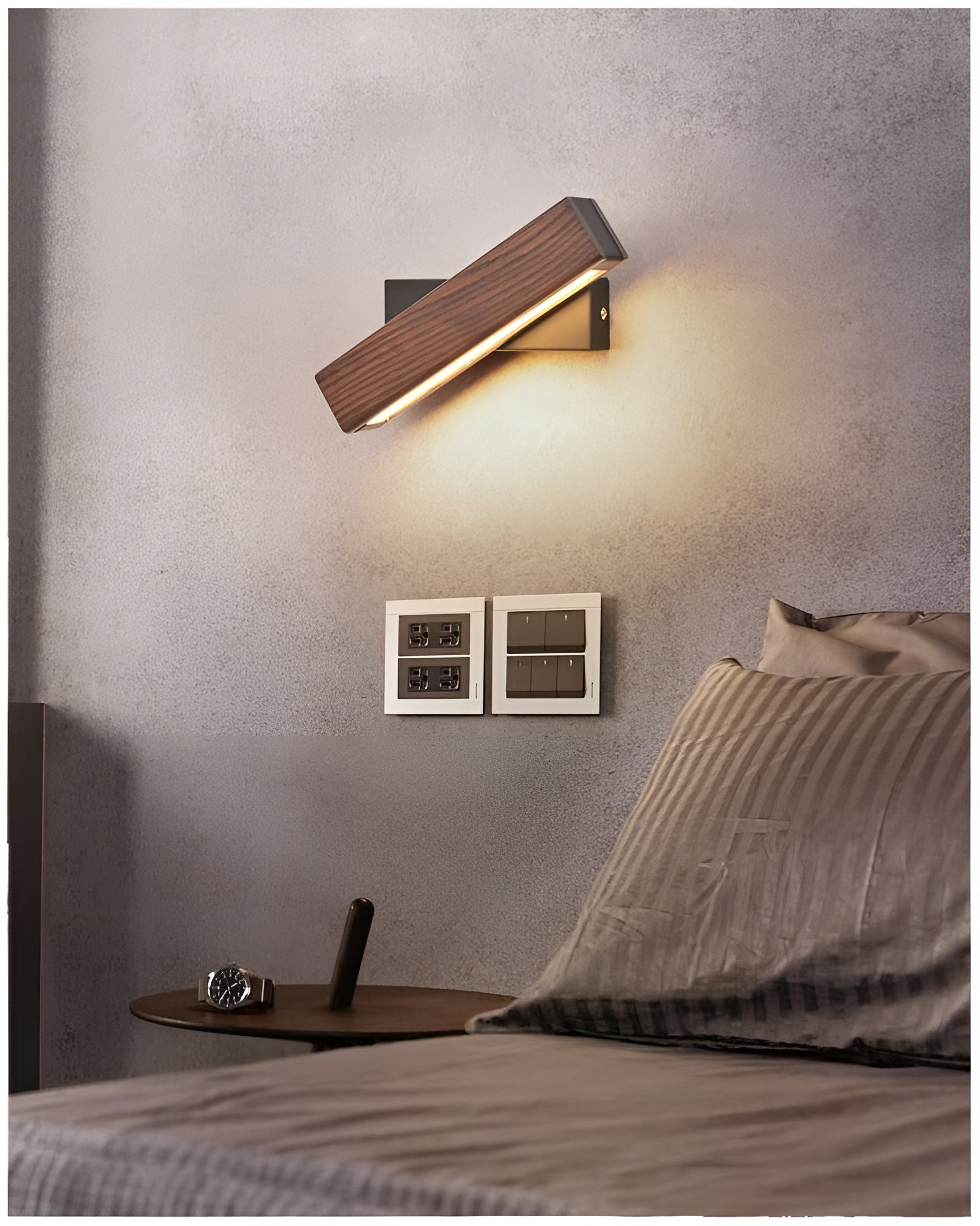 Wandlamp Hout LED Draaibaar Warm Licht Binnen Slaapkamer Woonkamer Wandverlichting Modern Design | Sansoti