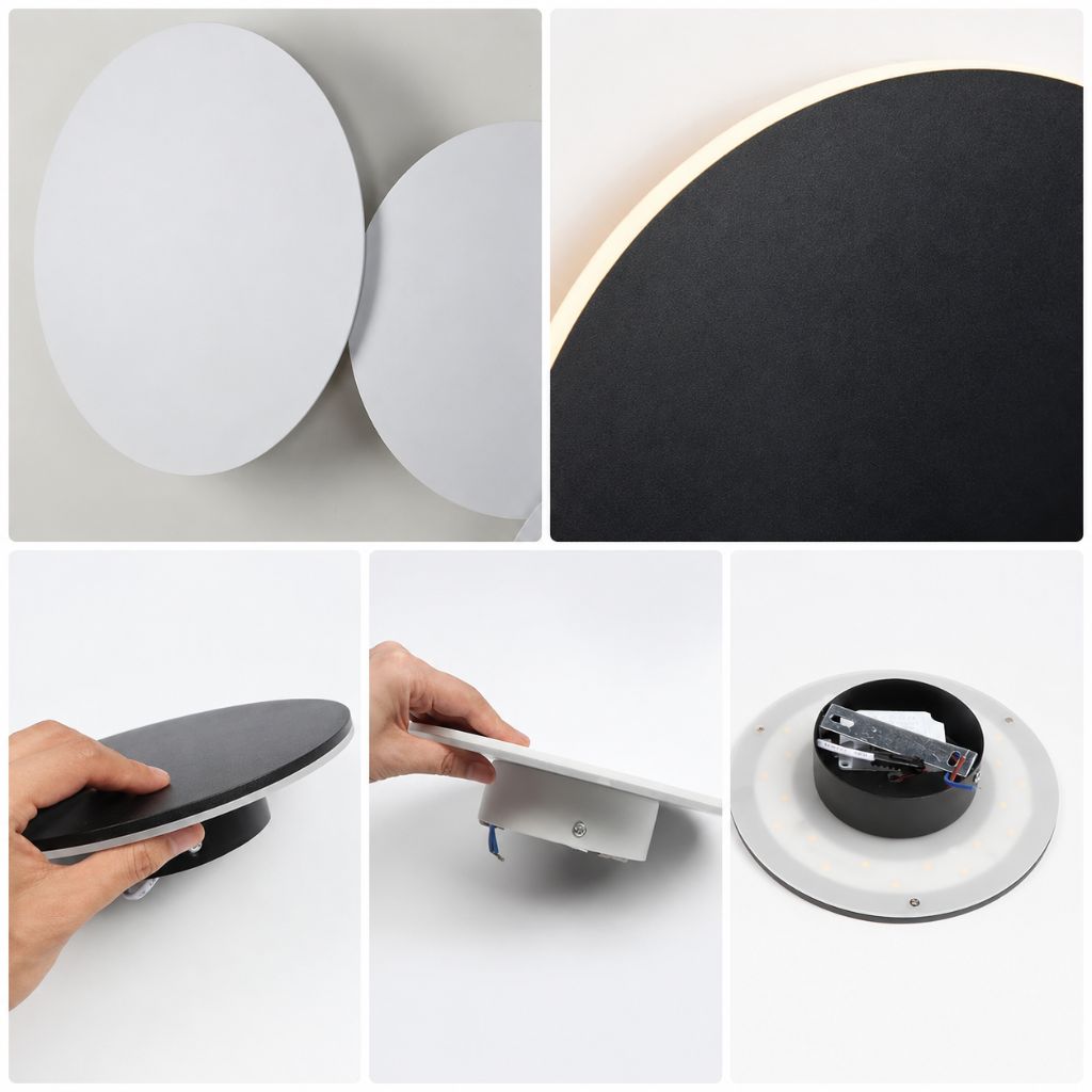 Runde LED-Wandleuchte mit Hintergrundbeleuchtung Aluminium-Acryl-Design Flur Schlafzimmer Wohnzimmer Beleuchtung | Sansoti