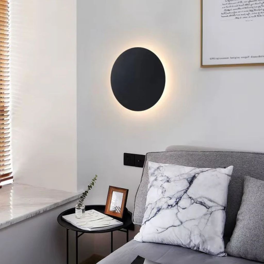 Runde LED-Wandleuchte mit Hintergrundbeleuchtung Aluminium-Acryl-Design Flur Schlafzimmer Wohnzimmer Beleuchtung | Sansoti