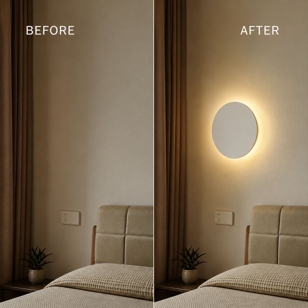 Runde LED-Wandleuchte mit Hintergrundbeleuchtung Aluminium-Acryl-Design Flur Schlafzimmer Wohnzimmer Beleuchtung | Sansoti