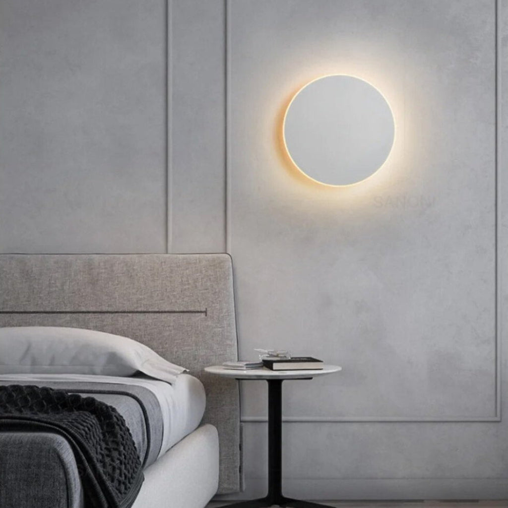 Runde LED-Wandleuchte mit Hintergrundbeleuchtung Aluminium-Acryl-Design Flur Schlafzimmer Wohnzimmer Beleuchtung | Sansoti