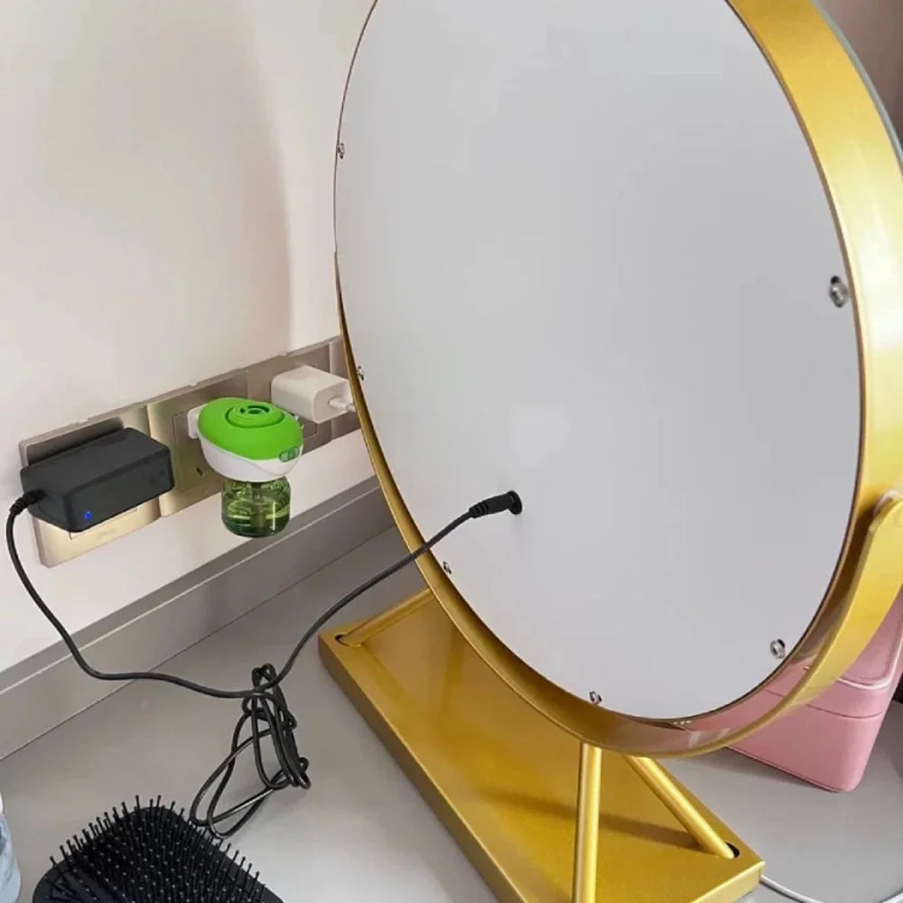 Beleuchteter Make-up-Spiegel mit dimmbarer LED, 15-facher Vergrößerung, 30 cm, rund, 3 Lichtmodi, um 360° drehbar, Tischmodell | Sansoti