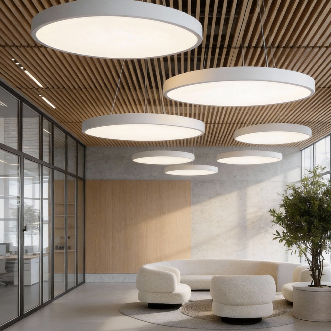 Suspension LED ronde moderne avec couleur de lumière dimmable et suspension réglable | Restfield