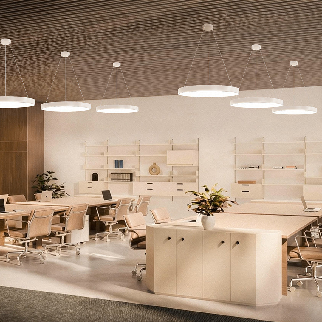 Suspension LED ronde moderne avec couleur de lumière dimmable et suspension réglable | Restfield