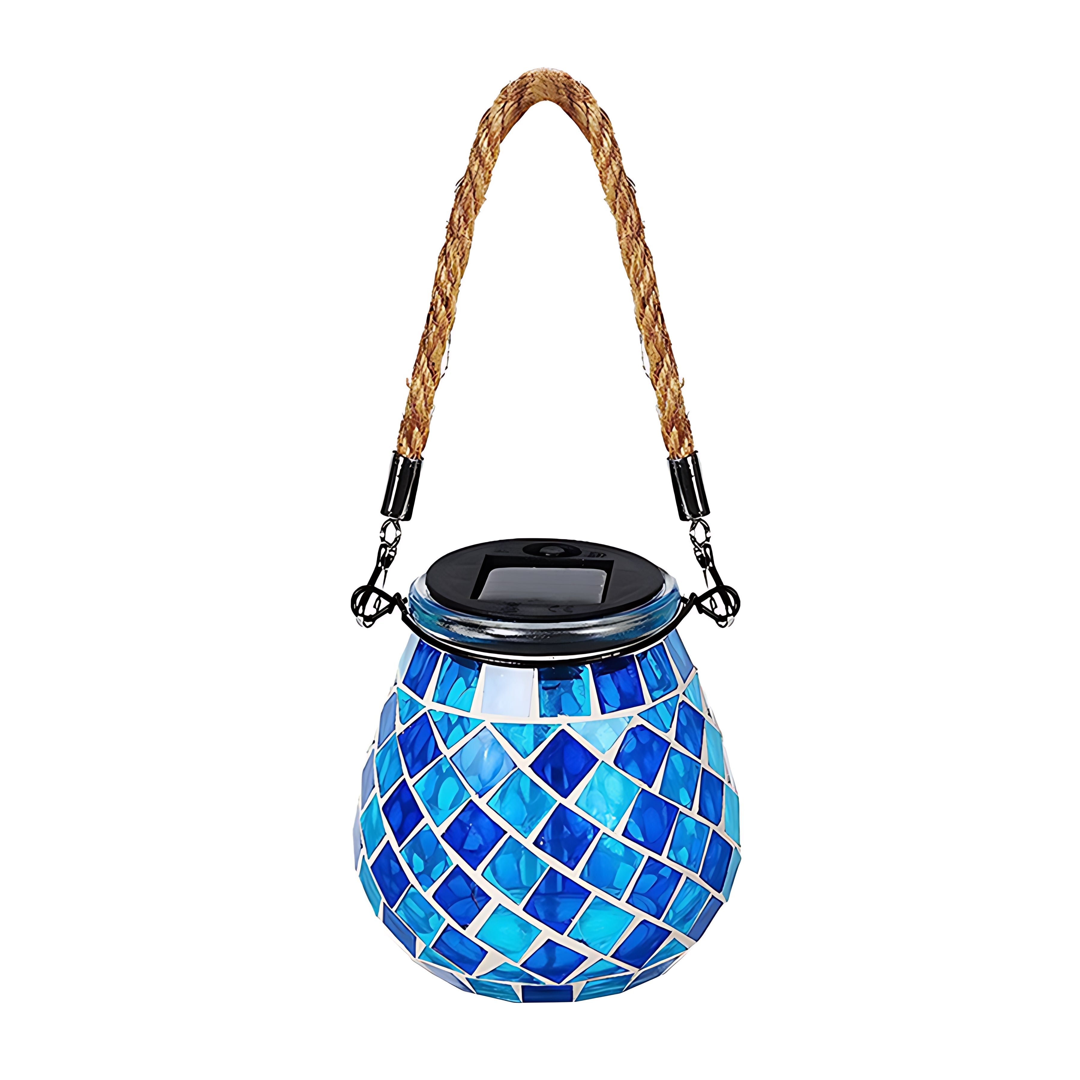 Solar Tuinlamp met Gekleurd Glas – Handgemaakte Lantaarn met Mozaïek Lichteffect voor Sfeervol Buitendecor | Sansoti