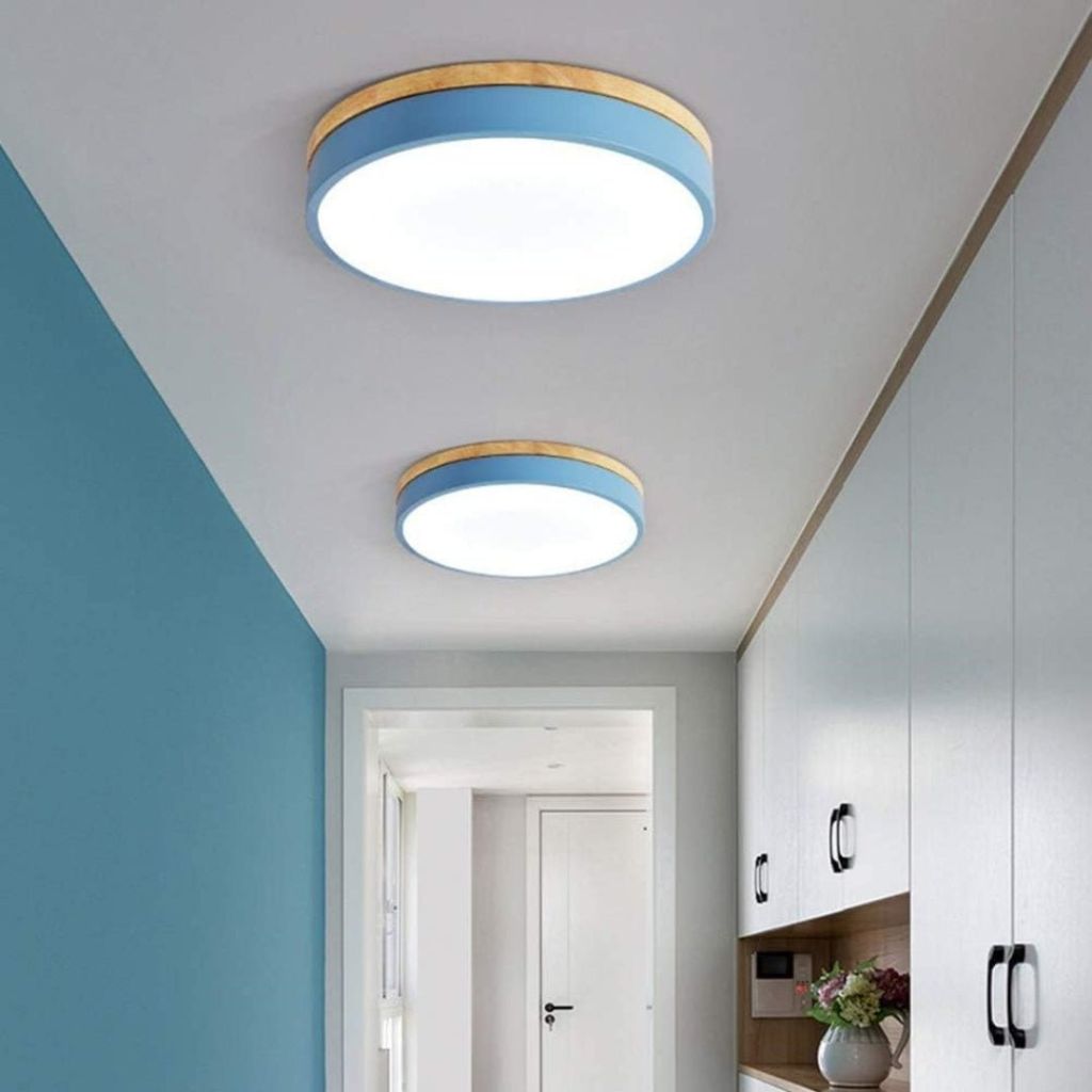 Runde Holz-Deckenleuchte mit LED-Beleuchtung, 30–50 cm, dimmbar, warmweißes Licht für Wohnzimmer, Schlafzimmer und Esszimmer | Sansoti