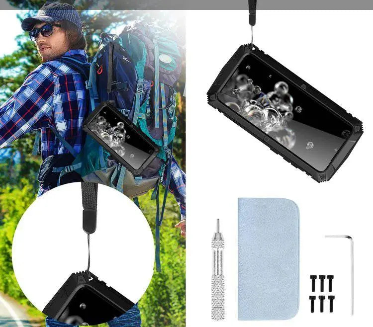 Étui de téléphone métallique en aluminium avec protection en verre trempé pour smartphone Galaxy S20 Plus et S20 Ultra | Sansoti