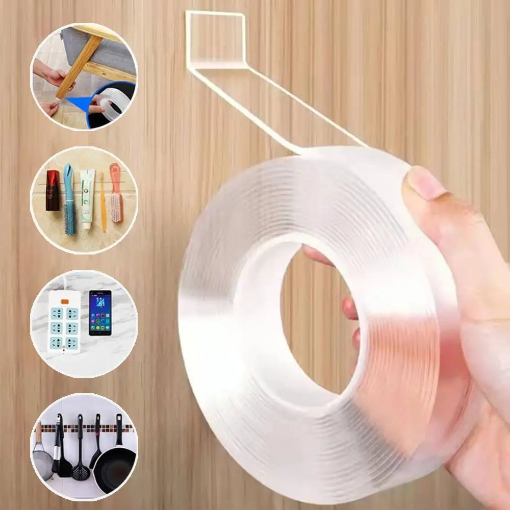 Dubbelzijdige Transparante Montagetape 3cm × 3m Herbruikbaar Resterijvrij Binnen Buiten Bevestigen Nano Grip | Sansoti