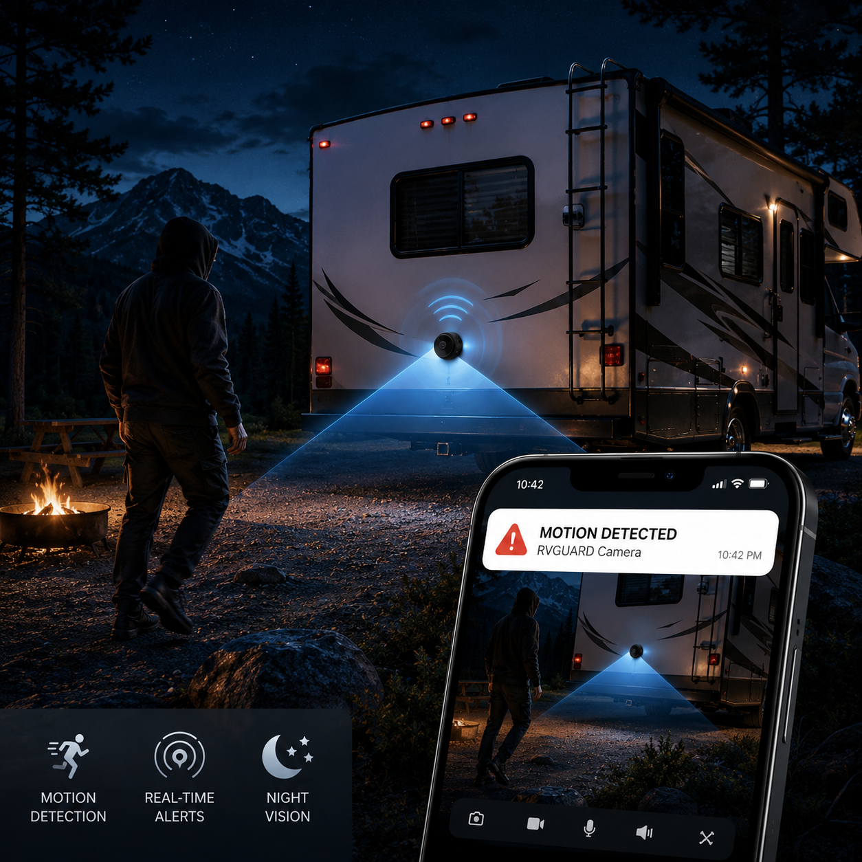 Draadloze Achteruitrijcamera met Nachtzicht en Bewegingsdetectie voor Camper en Caravan | Sansoti