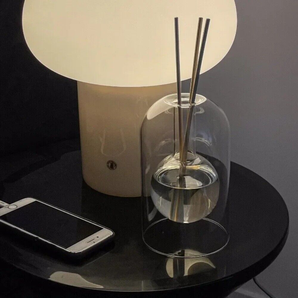 Glazen Aromageurverspreider Hol Transparant met Houten Deksel en Geurstokjes voor Etherische Oliën Woonkamer Slaapkamer Aromatherapie | Sansoti