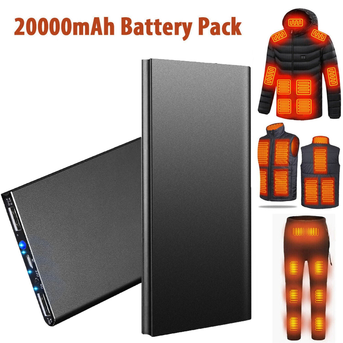 Oplaadbare Powerbank 20000mAh 74W – Draagbare Snellader met Dubbele USB Poorten LED Zaklamp Mobiele Oplader | Sansoti