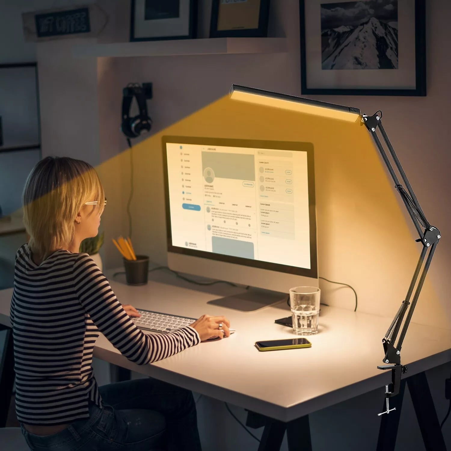 Adjustable LED Desk Lamp with Dim Function and Color Temperature | Modern Aluminum Table Lamp | Workplace Lighting | Study Lamp with Memory | Sansoti
