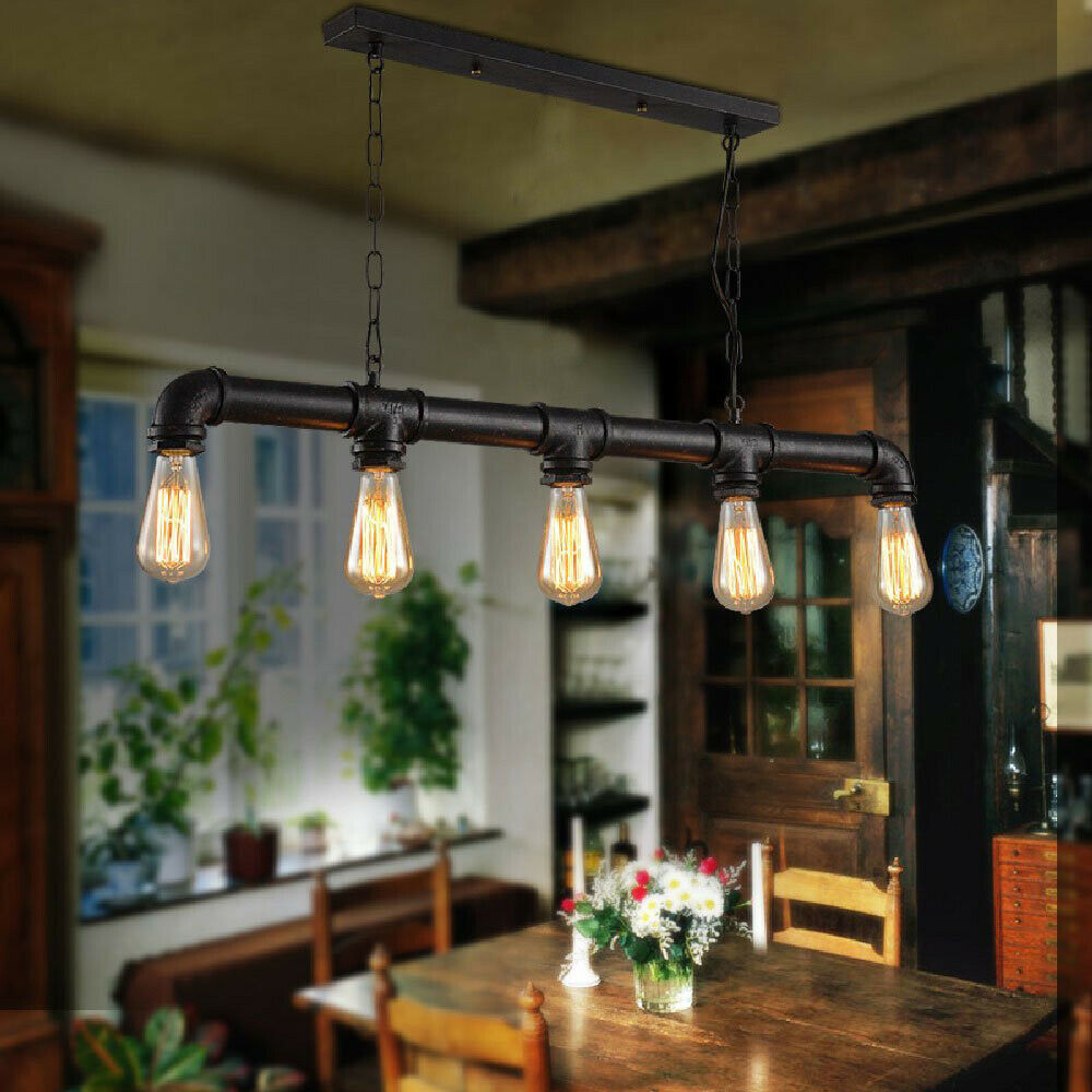 Hängelampe Industrial Steampunk Wasserpfeife Kupfer Eisen 110cm Vintage Deckenleuchte Retro
