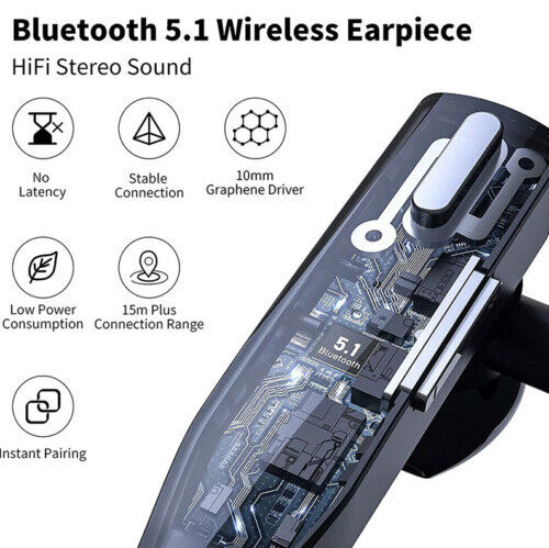 Kabelloses Bluetooth-Headset mit zwei Mikrofonen und Geräuschunterdrückung für freihändiges Telefonieren und Arbeiten von zu Hause | Sansoti