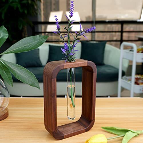 Glazen Vaas voor Stekjes met Houten Standaard – Decoratieve Propagator voor Planten | Sansoti