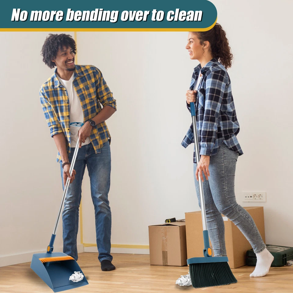 Sweeping Set Adjustable Handle & Rotating Broom Space-Saving Foldable Household Cleaning Tool | Sansoti