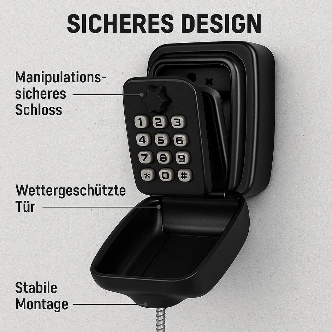 Wandtresor mit Zahlenschloss für draußen | Wetterfeste Schlüsselbox für Haus, Ferienwohnung, Garten und Büro | Sansoti