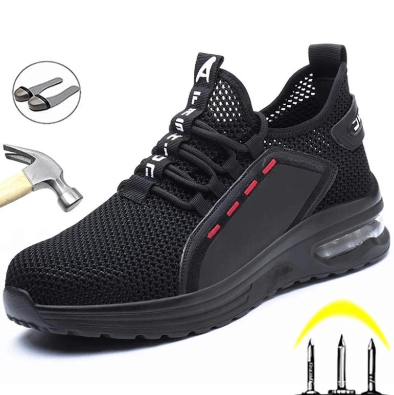 Buty ochronne z metalowym noskiem dla mężczyzn, obuwie robocze S3, antypoślizgowe, z przewiewnej siateczki, sportowy design | Sansoti
