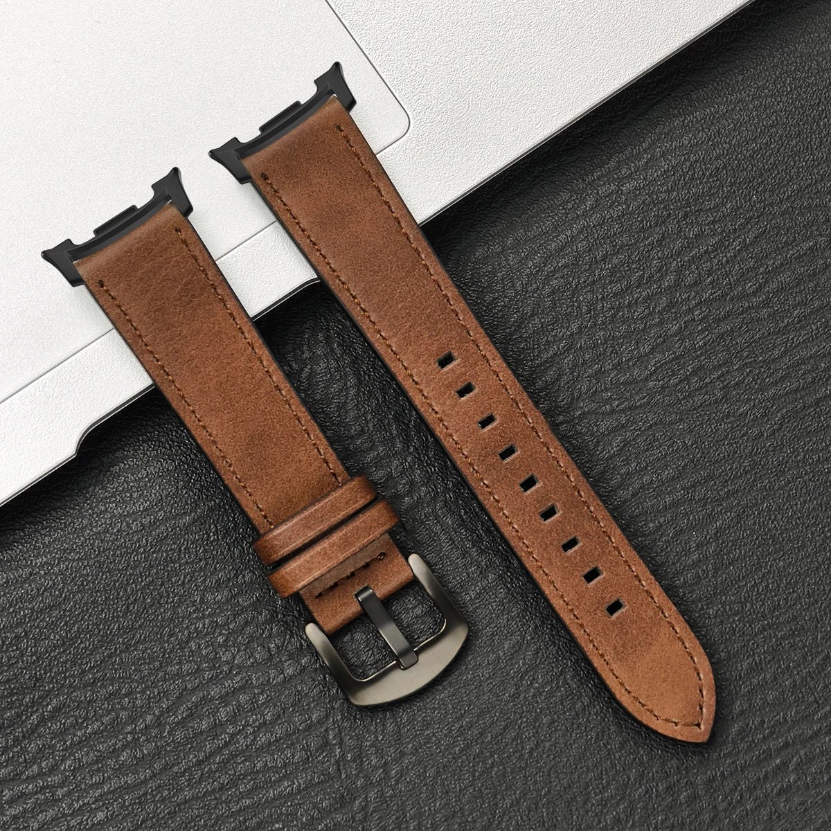 Braunes Lederarmband für Smartwatch mit Metallschnalle Verstellbares Atmungsaktives Armband für den täglichen Gebrauch | Sansoti
