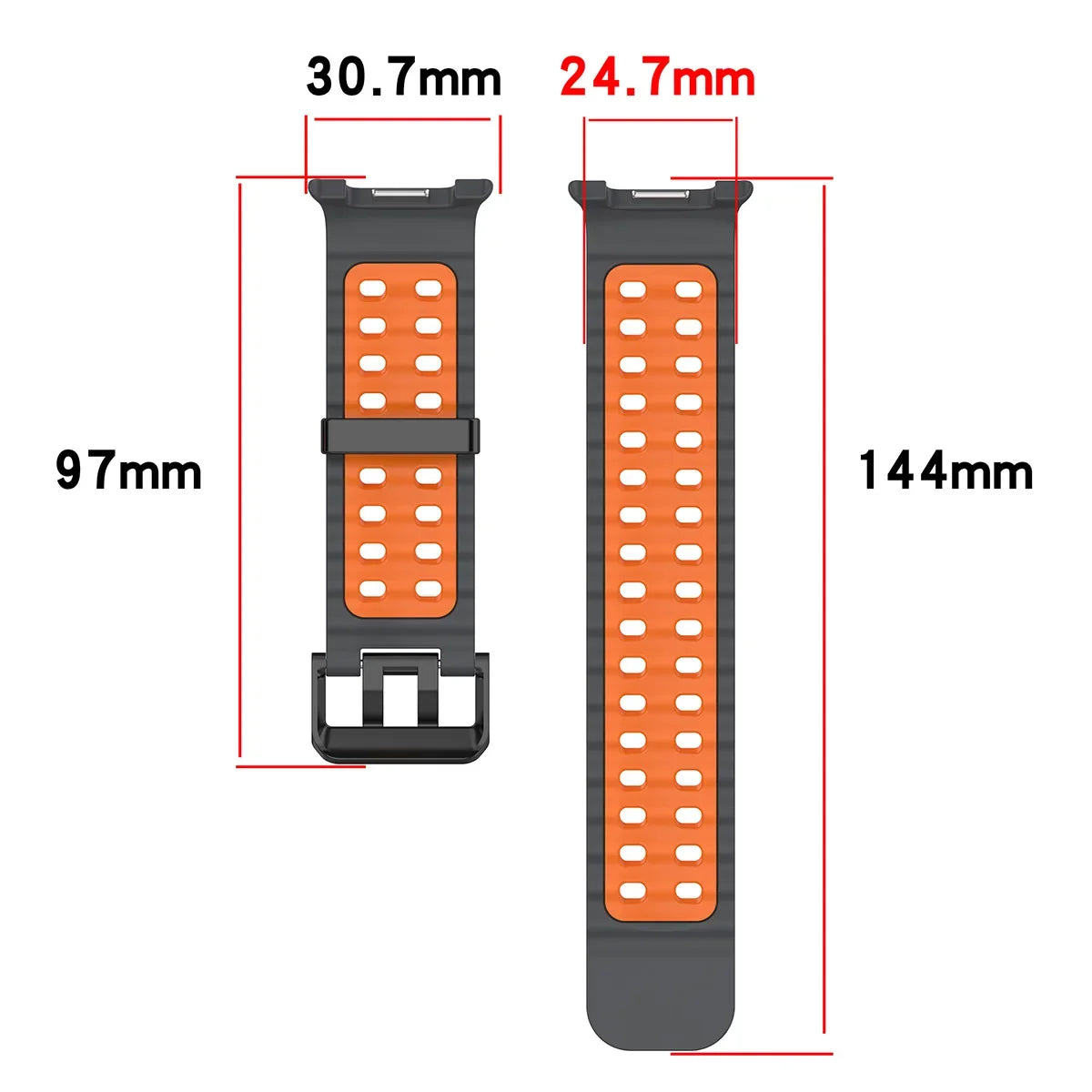 Silikon-Sportarmband für Smartwatches mit atmungsaktiver Perforation, wasserdichtes Design, Fitness-Armband, verstellbar | Sansoti