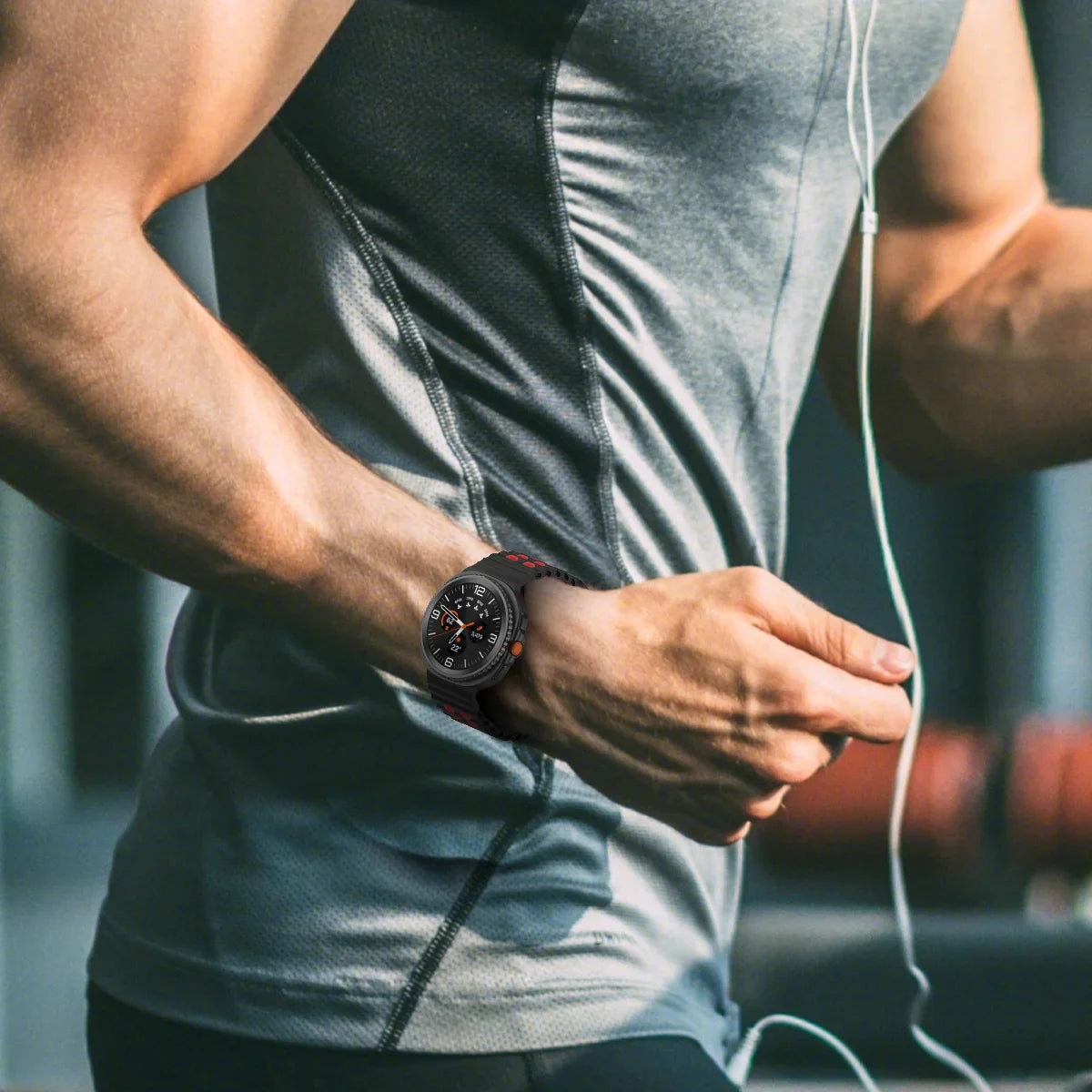 Silikon-Sportarmband für Smartwatches mit atmungsaktiver Perforation, wasserdichtes Design, Fitness-Armband, verstellbar | Sansoti