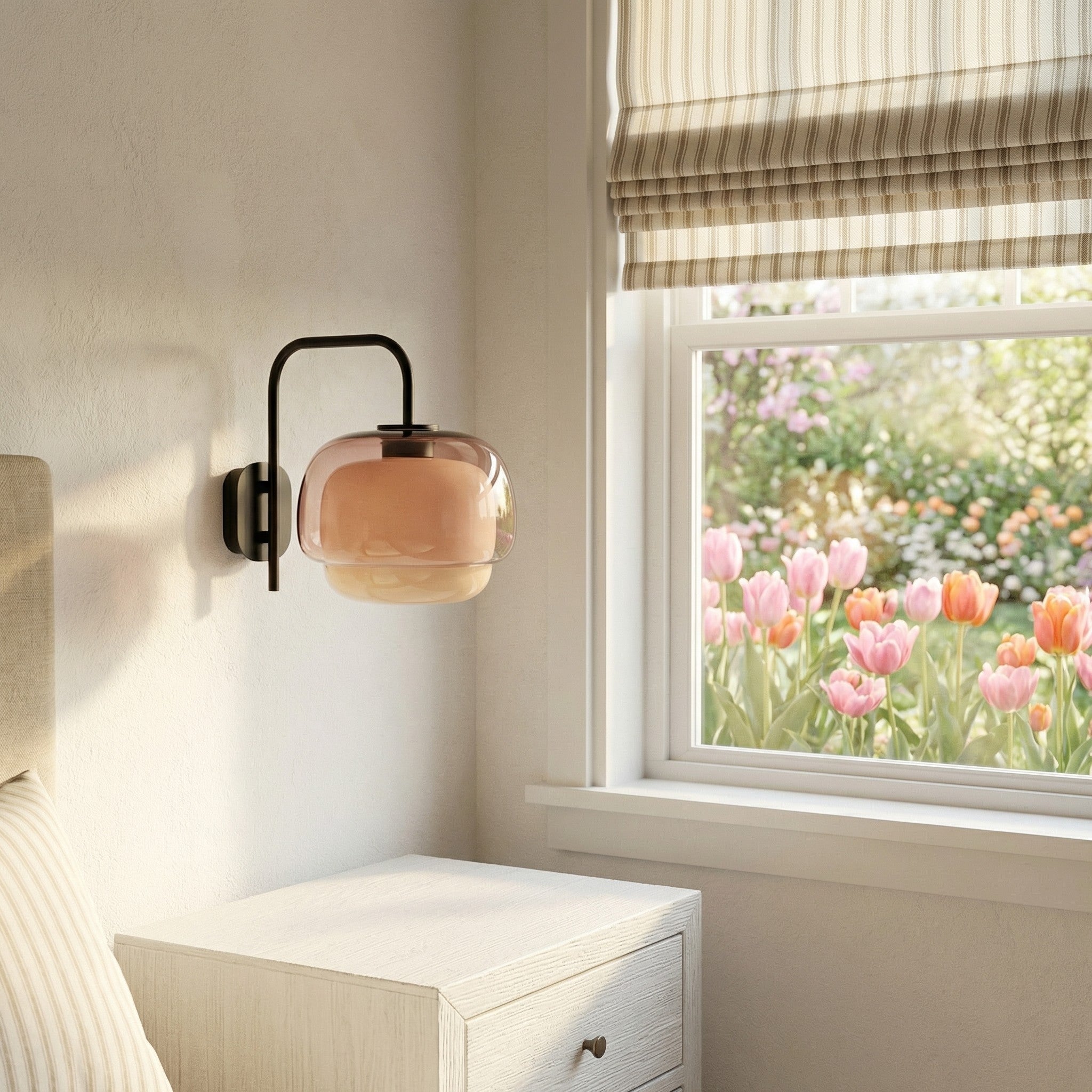 Gekleurde Glazen Wandlamp met Ronde Kap – Groen, Roze, Oranje – Moderne LED Verlichting | Sansoti