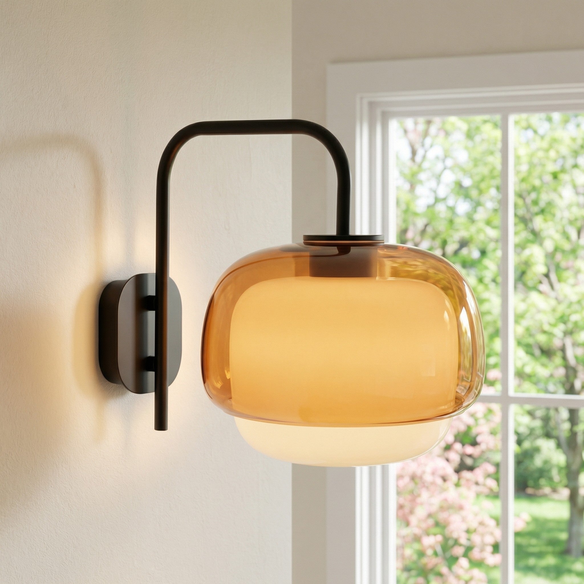 Gekleurde Glazen Wandlamp met Ronde Kap – Groen, Roze, Oranje – Moderne LED Verlichting | Sansoti
