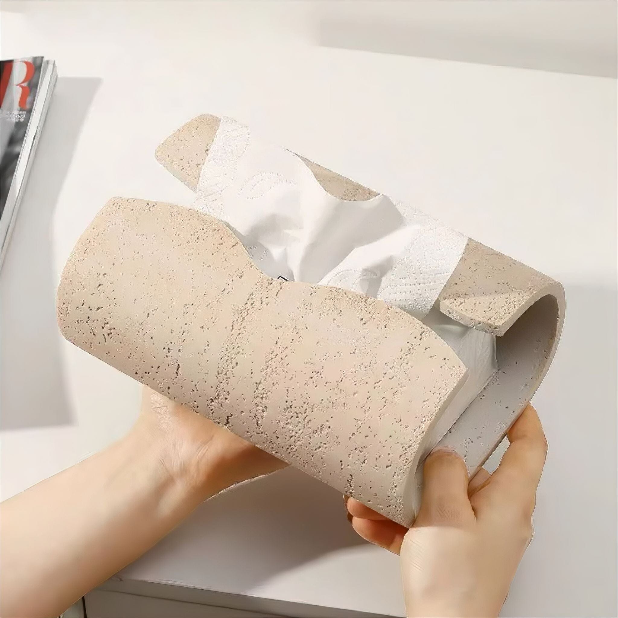 Zandsteen Tissuebox Cilindrisch 20cm Woonkamer Badkamer | Sansoti