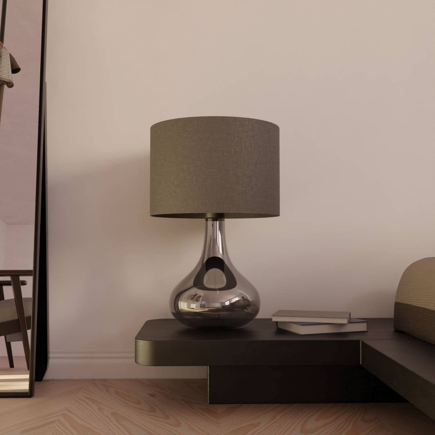 Tafellamp Up Downlight Rookglas Anthrazit E27 Modern Design 52cm | Sansoti