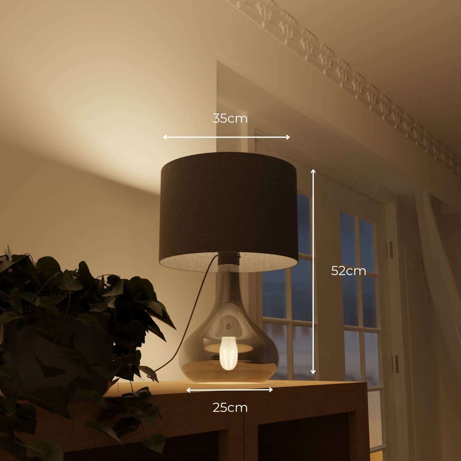 Tafellamp Up Downlight Rookglas Anthrazit E27 Modern Design 52cm | Sansoti