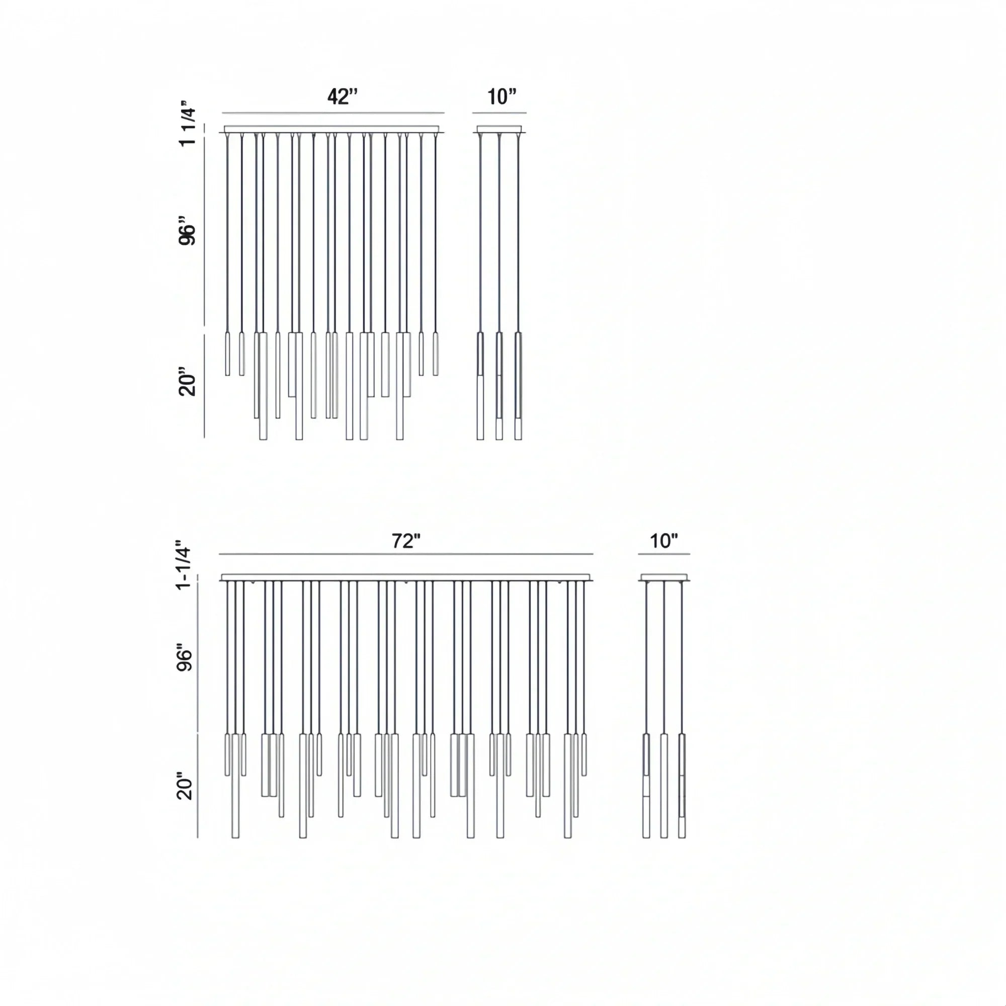 Suspension linéaire moderne avec tubes en aluminium réglables et spots LED pour îlot de cuisine salle à manger | Sansoti