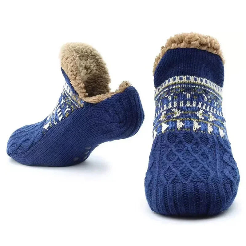 House Socks with Snowflake Pattern, Non-Slip, Fleece-Lined, Unisex Winter Socks, Warm, Fluffy, Comfortable Indoor | Sansoti