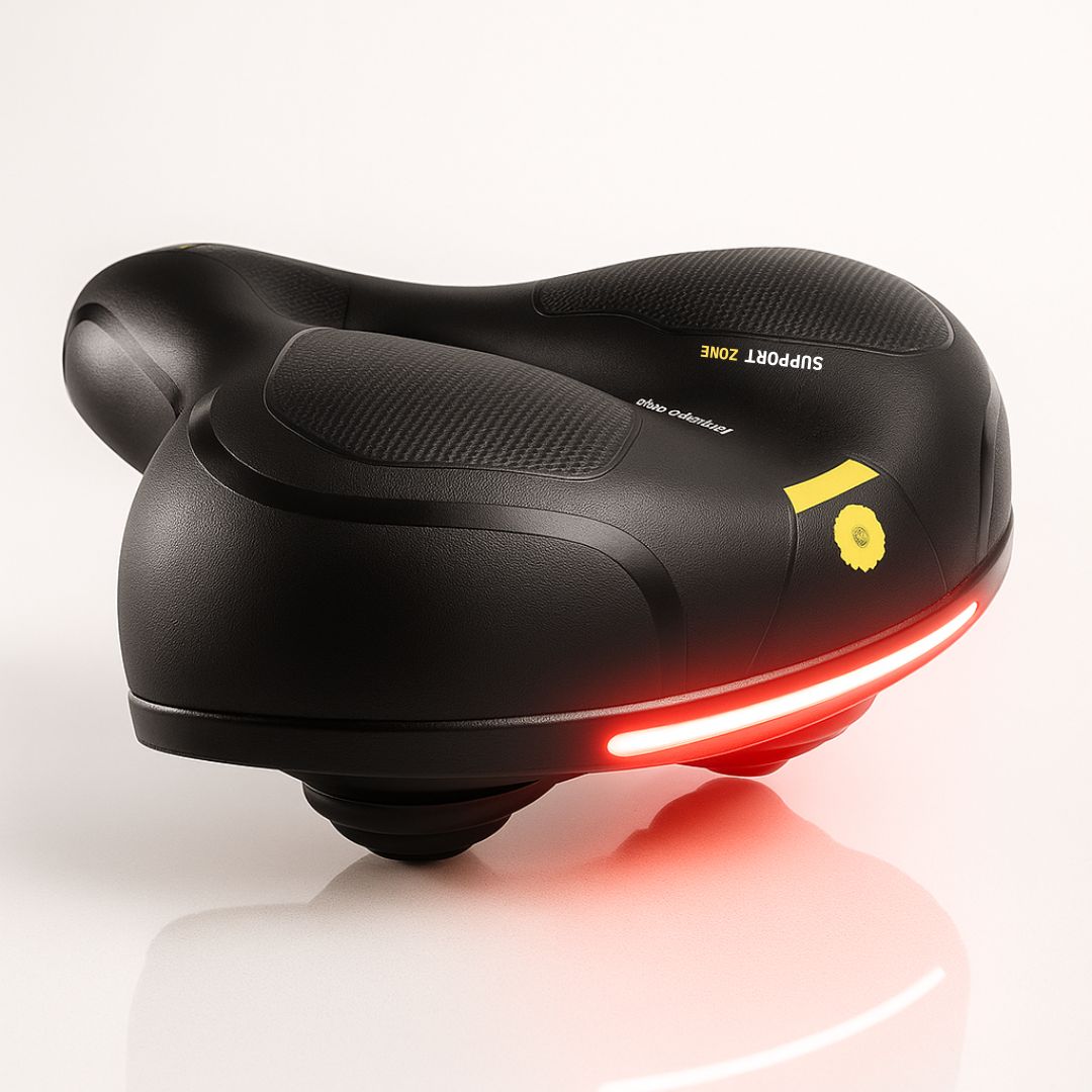 Comfortabel Fietszadel met Reflector – Ergonomisch Geveerd Waterdicht Design voor Dames en Heren Fietsen | Sansoti
