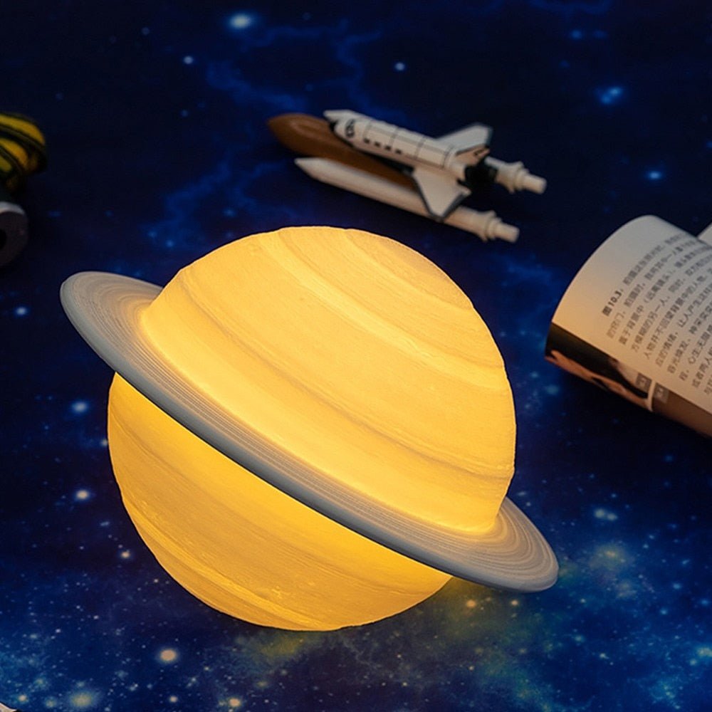 Planeetlamp Saturnus met Zwevend 3D-effect en Warmwit Licht voor Slaapkamer en Woonkamer | Sansoti